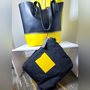 NWT Giannie Notaro 2 piece set black and Yellow Tote